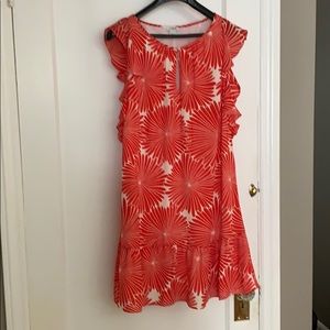 J. Crew Red and White Flower/Fireworks Dress